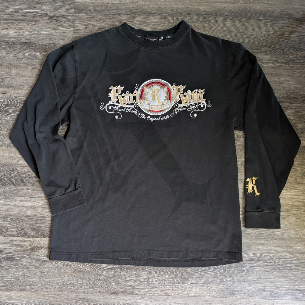 KARL KANI 90's Black Embroidered sweatshirt hip hop 1990s hip-hop mens size L